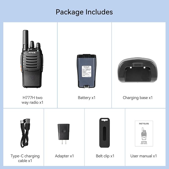 Retevis H-777H Walkie Talkies Long Range 2 Way (1 Pack)