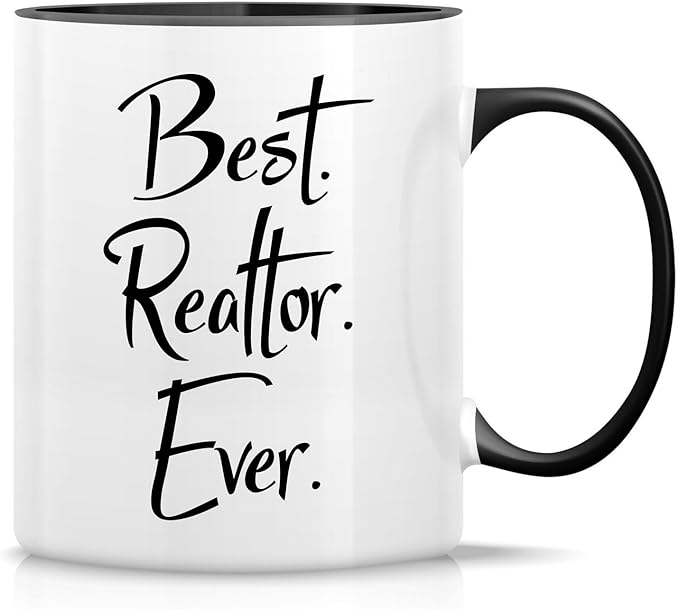 Retreez Funny Mug - Best Realtor Ever 11 Oz Ceramic Tea Coffee Mugs - Funny, Sarcasm, Motivational, Gratitude, Inspirational birthday gifts - White Mug with Black Handle and Inner
