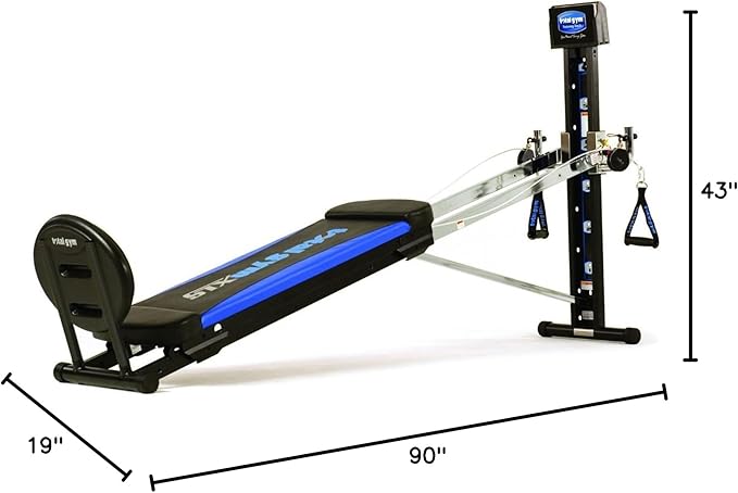 Total Gym XLS Men/Women Universal Total Body Training Home Gym Workout Machine with Squat Stand, Leg Pull, 2 Ankle Cuffs, and Exercise Chart