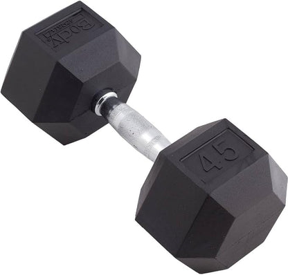 Body Sport Rubber Encased Hex Dumbbell Weight, Single – Dumbbells for Exercises – Strength Training Equipment – Home Gym Accessories – Weight Training
