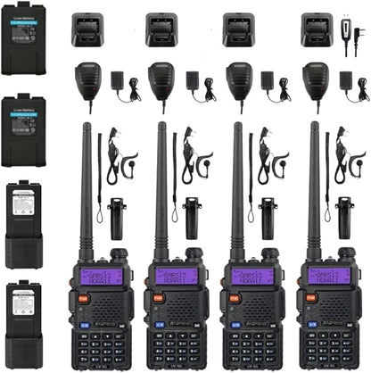 4 Pack BAOFENG UV-5X (UV-5G) GMRS Radio 2 Pcs 3800mAh Battery,