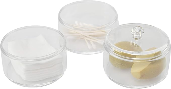 Home-X Cotton Ball and Swabs Holder 3-Level Apothecary
