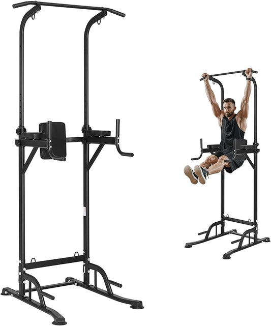 VEVOR Power Tower Dip Station 10-Level Height 7-Level Adjustable 440LBS