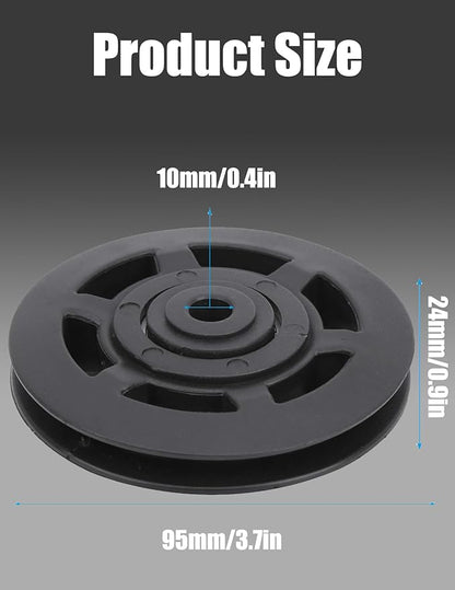 10 Pcs Nylon Pulley Wheel OD 3.7in Nylon Bearing Pulley Wheel for Gym Equipment Smooth Nylon Wheel Replace for Gym Equipment Part Cable Exercise Machine Attachments Used for Wire Rope Traction