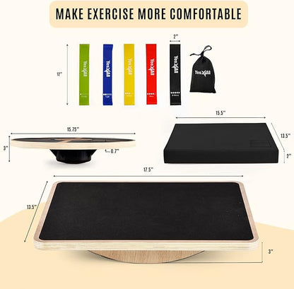 Yes4All Versatile Wooden Wobble Balance Trainer Board with 360 Degree Rotation