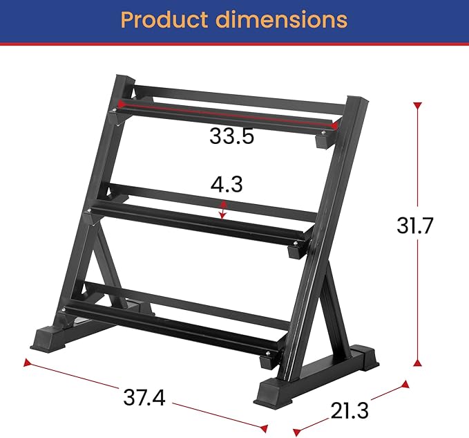 FDW 3-Tier Dumbbell Rack Weight Storage Rack for Home Gym,Multilevel Weight Rack Suitable for Dumbbells of Different Sizes