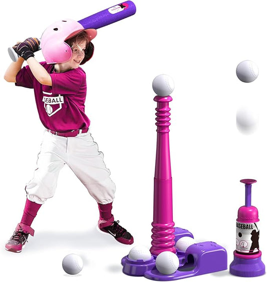 QDRAGON 2 in 1 T Ball Sets 3-5 5-8, 5-8, Tee Stand/6 Balls,