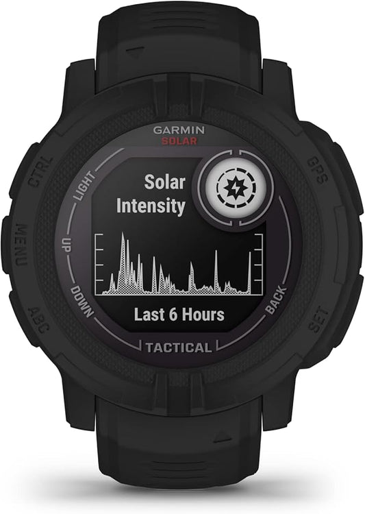 Garmin Instinct 2 Solar, Tactical-Edition, GPS Outdoor Watch, Solar Charging Capabilities, Multi-GNSS Support, Tracback Routing, Black