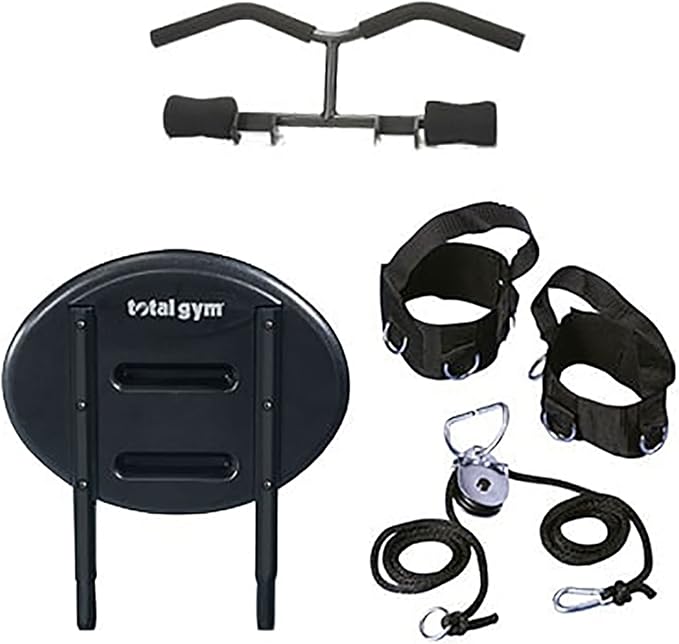 Total Gym XLS Men/Women Universal Total Body Training Home Gym Workout Machine with Squat Stand, Leg Pull, 2 Ankle Cuffs, and Exercise Chart