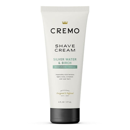 Cremo Silver Water & Birch Shave Cream, Astonishingly Superior Ultra-Slick Shaving Cream for Men, Fights Nicks, Cuts and Razor Burn, 6 Fl Oz