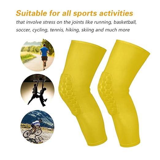 Gold Sports Knee Pads Youth Volleyball Basketball Knee Pads Long Leg Sleeves Braces Compression Wrestling Knee Pads for Boys Girls Football Dance Yoga