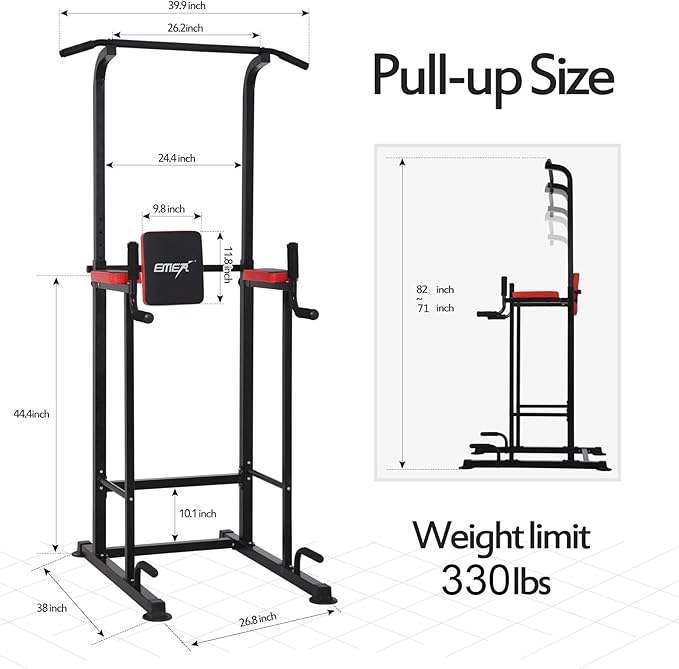 Emer Power Tower Pull Up Bar Workout Dip Station