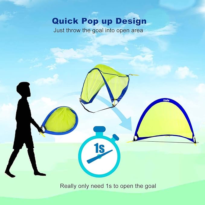 Poray Soccer Goal for Kid Easy-up Set of 4FT Soccer 210D Oxford 8 Field