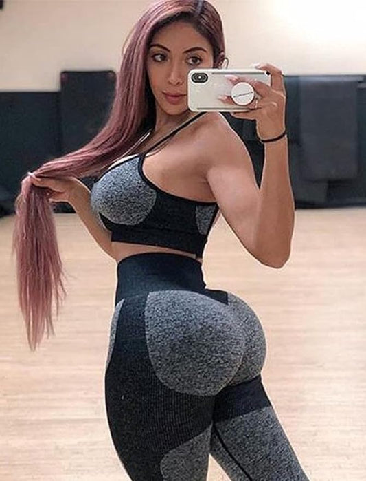 OLCHEE Women’s Workout Sets 2 Piece - Seamless Yoga Leggings and Cross-Strap Sports Bra Gym Outfits Activewear Matching Set