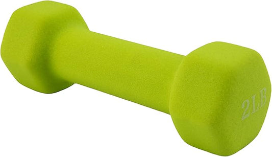 Weights Dumbbells set of 2 Fitness for Man Woman Home Gym Health Exercise 2LB Green Rubber Hex Dumb Bells