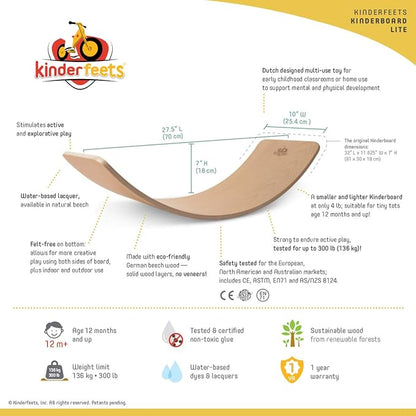 Kinderfeets, Kinderboard, Waldorf Original Wooden Balance Board for Toddlers, Kids, Teens, Adults -Wobble Balance Board - Kids Wooden Toys Learning Toys - Rocker Board Yoga and Exercise