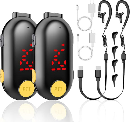 Mini Walkie Talkie Headset: Bluetooth Two-Way Radio FM Transceiver