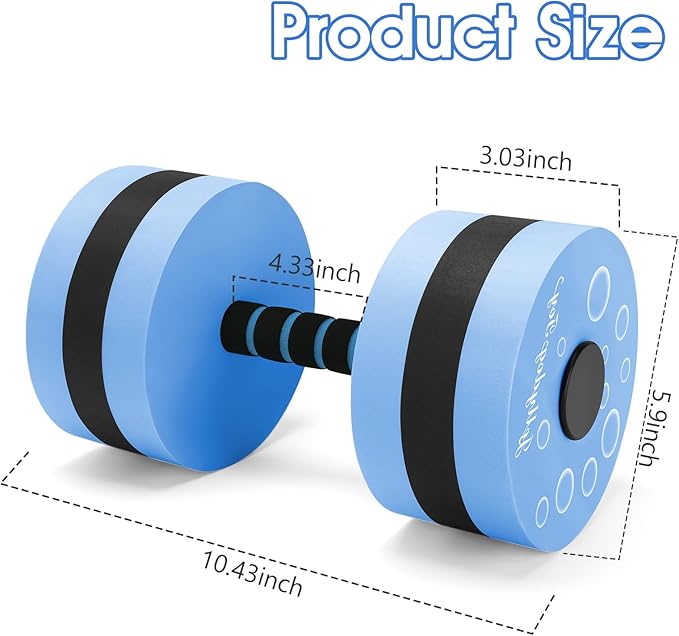Aquatic Exercise Dumbbells, 2PCS Aqua Fitness Barbells, EVA-Foam Water Rings Dumbbell Set, Pool Weights Dumbbells Set for Water Aerobics Weight Loss, Pool Fitness, Water Exercise