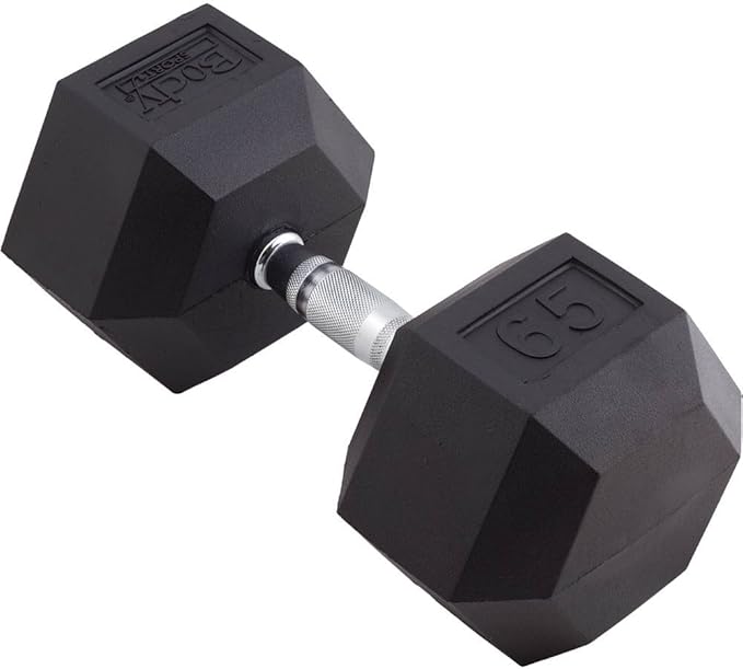 Body Sport Rubber Encased Hex Dumbbell Weight, Single – Dumbbells for Exercises – Strength Training Equipment – Home Gym Accessories – Weight Training