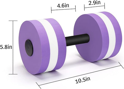 Carperipher Water Aerobics Set for Aquatic Exercise, Pool Fitness Equipment Foam Water Dumbbell Set, New Upgrade Aquatic Dumbbells and Foam Swim Aquatic Cuffs, Water Workout Fitness Tool（Purple）
