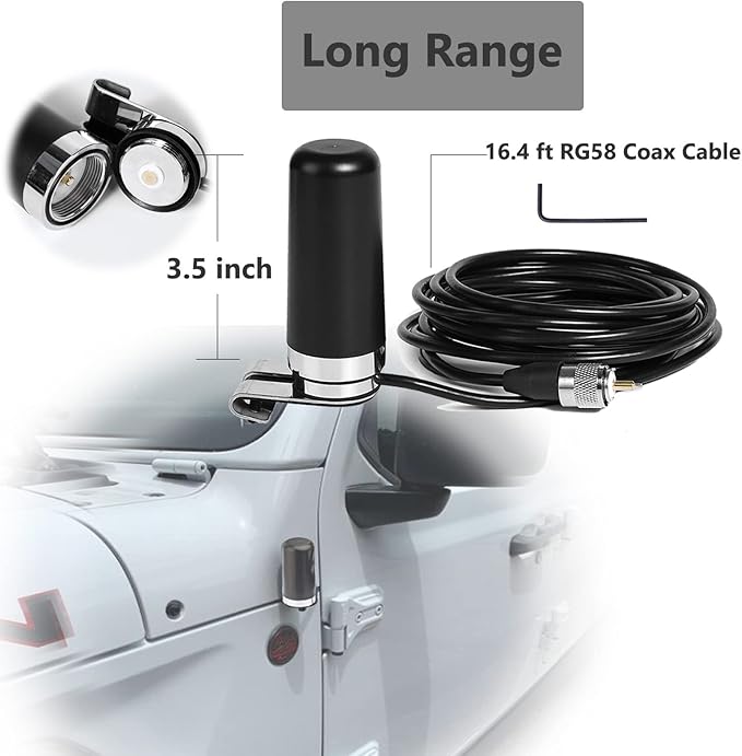 GMRS Mobile Radio Mini Size 20 Watt Long GS800D