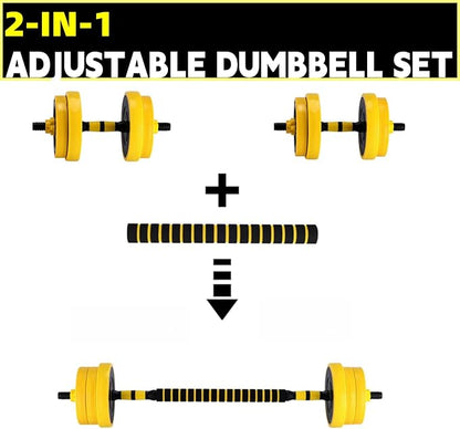 Dumbbell Sets Adjustable Weights, 33/44 Lb Free Weights Dumbbells Set for Home Gym