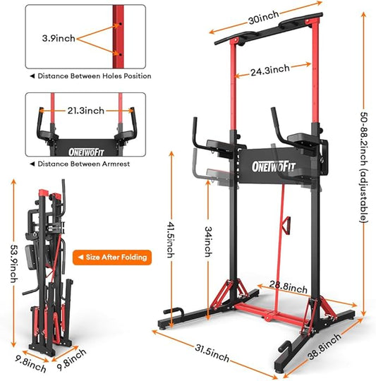 ONETWOFIT Power Tower Pull Up Bar Station 400LBS