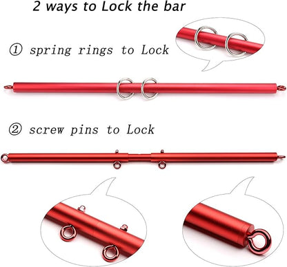 Pilates Spreader Bar Kit with 4pcs Fur Pink