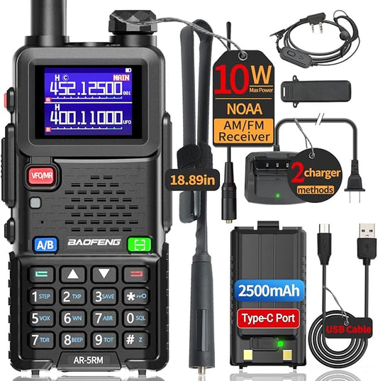 BAOFENG Radio 5RM 10W Ham Radio Long Range UV-5R) AR-5RM AR-5RM Two UV5R Copy 999CH With 18.89" Tactical