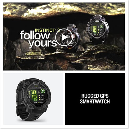 Garmin Instinct 3 Advanced GPS Adventure Watch, Neo Tropic with Twilight Band | 50mm AMOLED Display | Wrist Based Heart Rate Monitor, Up to 24 Days of Battery Life with Signature Stand Power Bundle