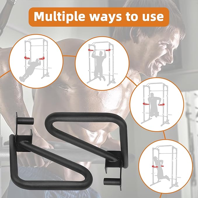 Dip Bar Attachment for Squat Rack, Multi Grip for Strength Training, Pull up, Push up 2x2 inch Power Cage Squat Rack, Pair