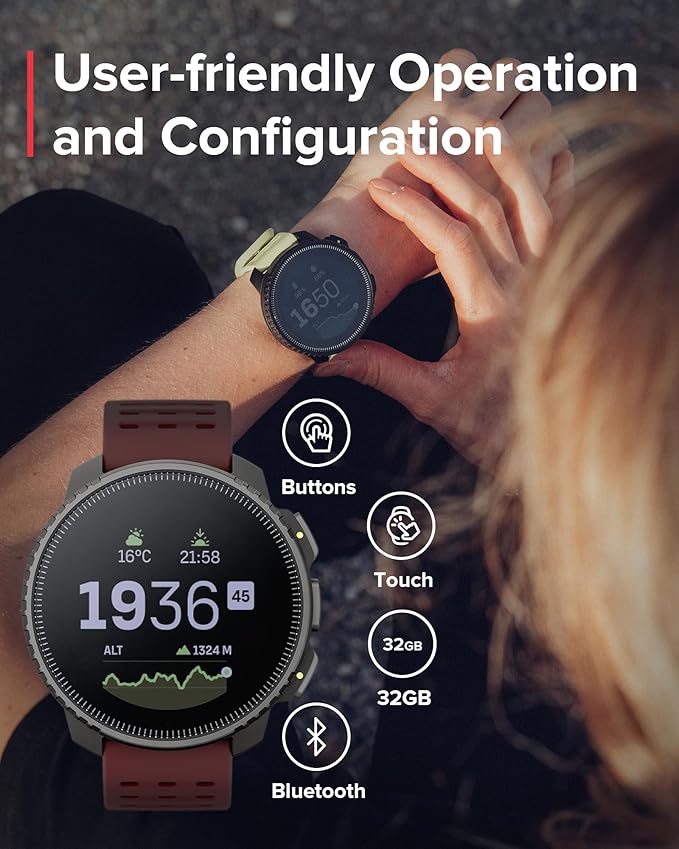 SUUNTO Vertical GPS Sports Watch, Premium Adventure Watch w/1.4 inch Touchscreen & 95+ Training Workout Analysis, Heart Rate & Sleep Tracking, 60-Day Battery Life, Dual-GNSS, Free Offline Maps, Ruby