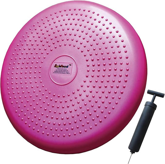 AppleRound Inflated Wobble Cushion with Hand Pump, Air Stability Board (Extra Thick), Core Balance Disc for Adults, Sensory Wiggle Seat for Kids, Flexible Seating for All Age, 13.5in / 34cm Diameter