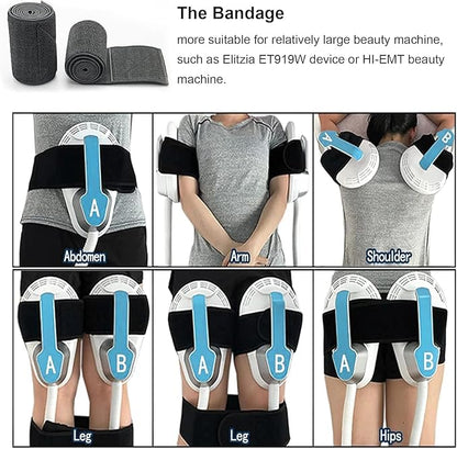 Belt For Belly Body Straps Elastic Bandage Bands Wraps For Slimming Beauty Machine Spare Parts 4.93Inch Wide 5 Pieces Per Set For Body Shape Machine Elitzia ETMW919W (2 Straps)