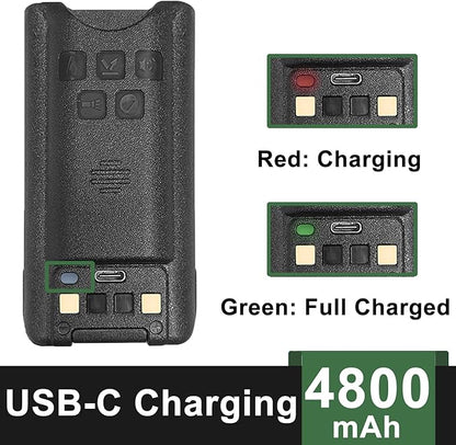 BAOFENG UV-9G Battery USB-C Charger Enlarge 4800mAh Capacity BL-9 Li-ion UV-9R Plus GMRS-9R Accessories BF-T57 Walkie