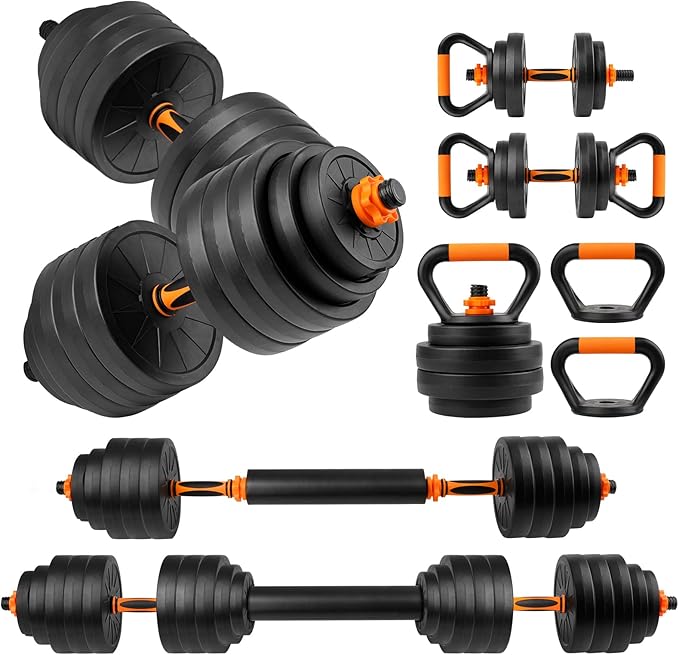 Adjustable Weights Dumbbells Set, 22/33/44/55/66/88lbs Free Weights Dumbbells Set with 4 Mode, Weight Set for Home Gym, Used as Kettlebells, Barbell, Push up Stand, Workout, Suitable Men and Women
