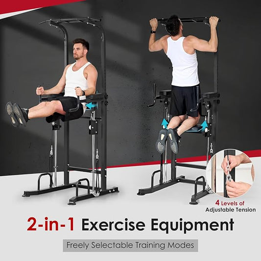 SogesPower Power Tower Dip Station Pull Up Bar