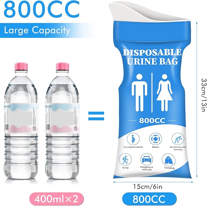 DIBBATU Disposable Urine Bag 12/24 PCS 800ML Emergency