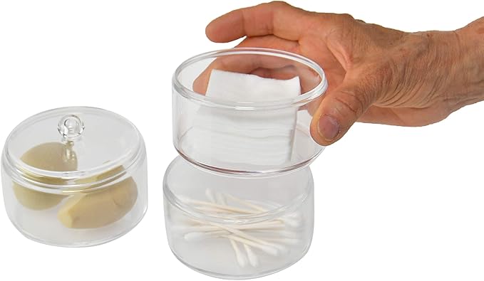 Home-X Cotton Ball and Swabs Holder 3-Level Apothecary