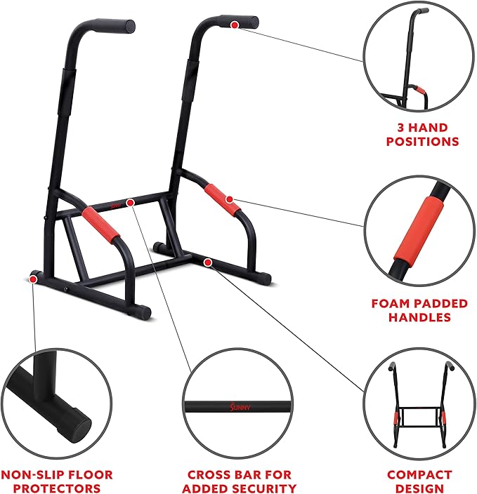 Sunny Health & Fitness Adjustable Multi-Use Dip Station Bar