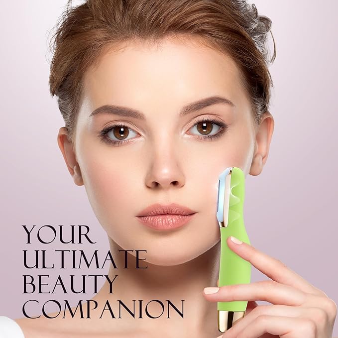 Sonic Dermaplane Razor for Women Face, Dermaplaning Tool for Face, Sonic Edge Technology, Facial Hair Removal for Women, Peach Fuzz with 8 Replaceable Blades(Green)