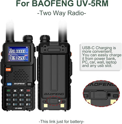 BAOFENG 2 Pack UV-5RM Battery 2500mAh Enlarge Capacity UV-5RH Two 7.4V BL-5RH BL-5RH Li-ion GM-5RH Walkie
