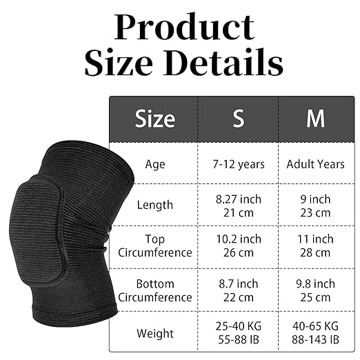 Sibba Kids Knee Pad, Breathable Elastic Knee Brace, Anti-Slip Padded Sponge Knee Protector for Volleyball Dance Running Skating Basketball Football Sports (Black)