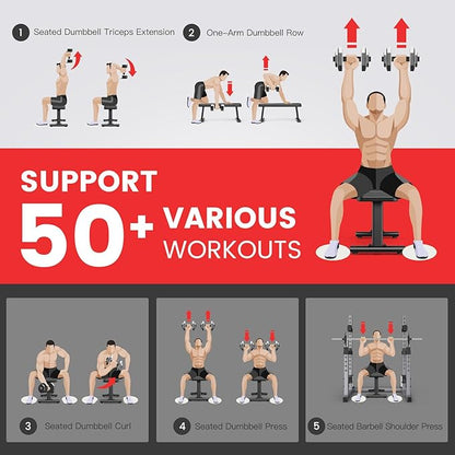 PASYOU Flat Weight Bench Workout Bench Max Load 1450LBS/660KG Strength (Model:PW100)