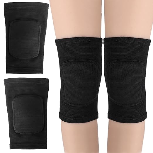 Sibba Kids Knee Pad, Breathable Elastic Knee Brace, Anti-Slip Padded Sponge Knee Protector for Volleyball Dance Running Skating Basketball Football Sports (Black)