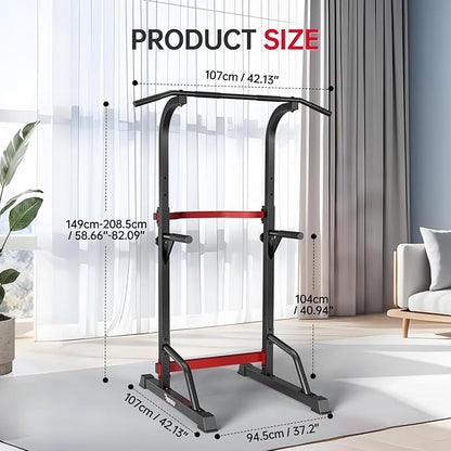 PASYOU Power Tower Pull Up Dip Station Adjustable Height Pull Up Bar Station Multifunctional Pull Up Bar Free Standing for Home Gym Strength Training Fitness Workout Equipment