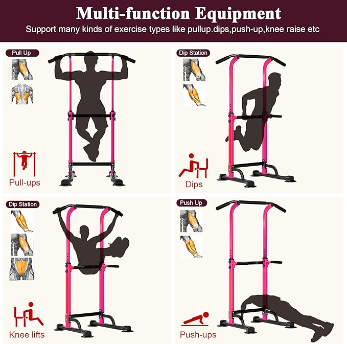 DlandHome Power Tower Dip Station Pull Up Bar