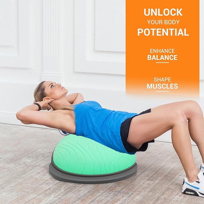 PROIRON Balance Ball Trainer - Air Dome Half Ball with Resistance Bands & Nonslip Base - 660lbs Capacity - Ideal for Yoga & Exercise