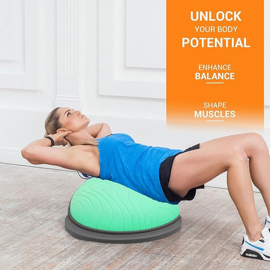 PROIRON Balance Ball Trainer - Air Dome Half Ball with Resistance Bands & Nonslip Base - 660lbs Capacity - Ideal for Yoga & Exercise