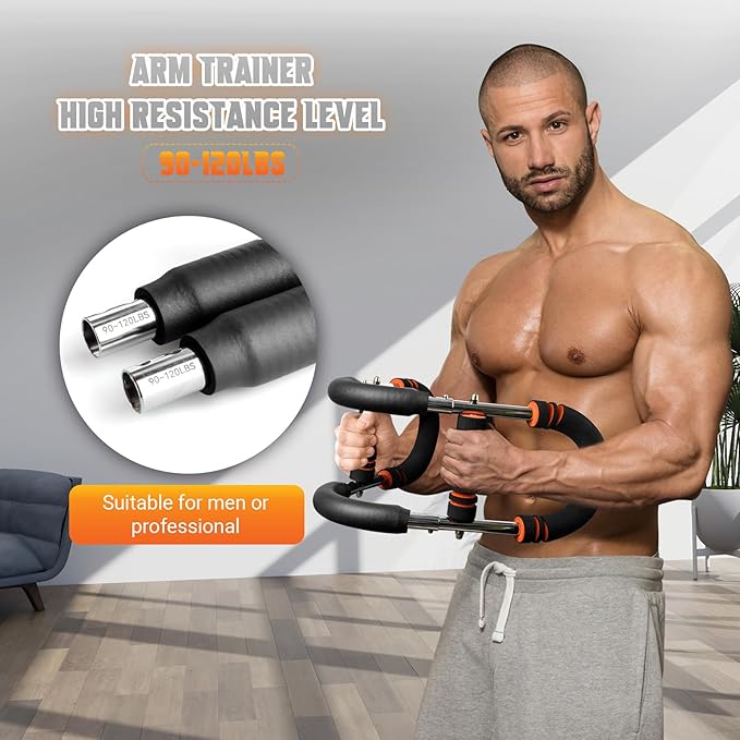 Twister Arm Trainer, 30-120lb Adjustable Resistance Twister Arm,Chest Exerciser with 4 Spring & Training Poster for Men & Women, Chest Workout Device Equipment for Chest Clip Muscle & Arm Strength